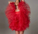 Fluffy Ruffles Tiered Tulle Dress