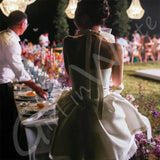 Short Satin Off-the-Shoulder Wedding Dress
