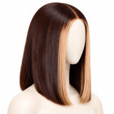 Brown Human Hair Bob Wig with Blonde Highlights- Dallas
