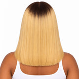 Dark Root Blonde Human Hair Bob Wig – Sienna