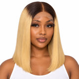 Dark Root Blonde Human Hair Bob Wig – Sienna