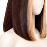 Brown Human Hair Bob Wig with Blonde Highlights- Dallas