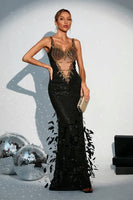 Wedding Reception Feather Detailed Sequin Dress