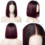 10"Glueless Human Hair Ombre Straight Lace Wig - Steph