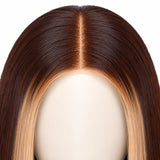 Brown Human Hair Bob Wig with Blonde Highlights- Dallas