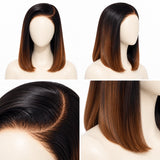 Glueless Preplucked Human Hair Bob Wig – Black to Caramel Ombre